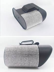 Black Car Trash Can With Rhinestone Design - Silver - View 5