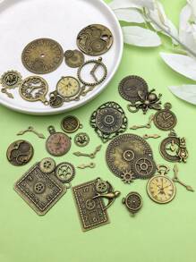 30pcs Hợp kim Đồ cổ Bronze Hỗn hợp Bộ xương Steampunk Đồng hồ Mặt Đồng hồ Bánh răng Bánh xe Vật rủ xuống Đối với Làm đồ trang sức DIY Steampunk Bánh răng Vật rủ xuống Thủ công mỹ nghệ Phụ kiện - Đồng cổ - Xem 3