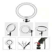 Aro de luz LED profesional de 12 pulgadas con soporte para teléfono móvil y tres modos de ajuste de luz - Blanco - Ver 5