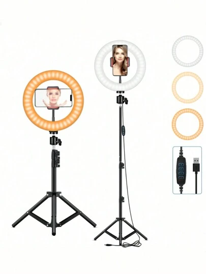1.1m Stand With 8-Inch Live Streaming Ring Light