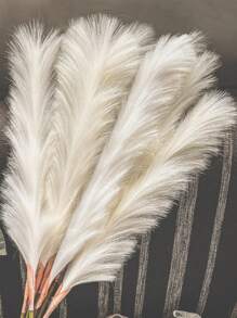 80cm/31.5inch Fluffy Faux Pampas Grass Table Vase Decoration Large Dried Flower Bouquet Home Bedroom Living Room Wedding Decor Soft Natural Artificial/Fake Bulrush Reed Grass No Shedding, Party Birthday,Valentine'S Day,Mother'S Day Gift Decoration Outdoor Decor - trắng - Xem 3