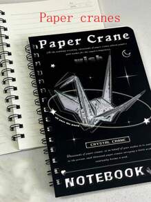 1 Stück Ins Einfaches Schwarz-weiß-kristallglas-textur-spiralnotizbuch A5 Horizontale Linie Vintage-tagebuch Für Studenten