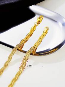 ZG YING ZHOU ZGYZ 1 pieza Collar de cadena de cuchilla de acero inoxidable de múltiples capas con diseño de hueso de serpiente, adecuado para boda, fiesta y uso diario, unisex - Dorado - Ver 6