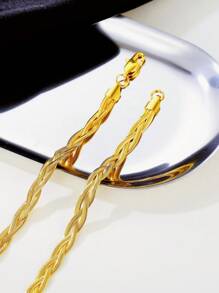 ZG YING ZHOU ZGYZ 1 pieza Collar de cadena de cuchilla de acero inoxidable de múltiples capas con diseño de hueso de serpiente, adecuado para boda, fiesta y uso diario, unisex - Dorado - Ver 5