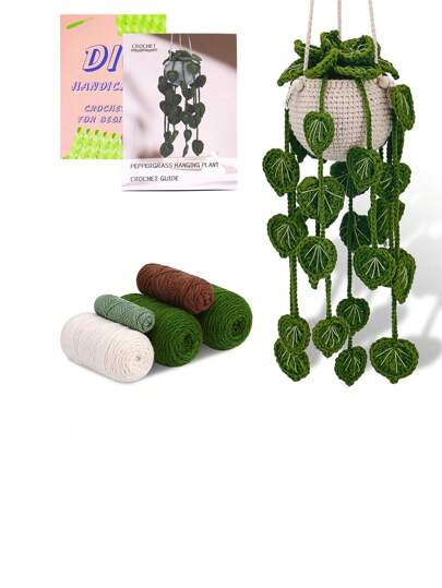 1 Set Of Hope Pepper Hanging Basket Crochet Material Kit, Handmade Yarn Ball, Home Decor