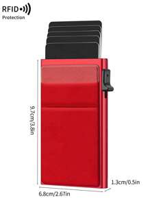 男士超薄铝制 RFID 屏蔽钱包 - 简约纯色多功能男士钱包自动弹出式卡夹带钱袋金属卡盒可装信用卡/身份证/钱/现金，适合男士、爸爸、丈夫和男朋友的生日礼物，情人节、周年纪念日、父亲节（红色） - 紅色 - 查看 8