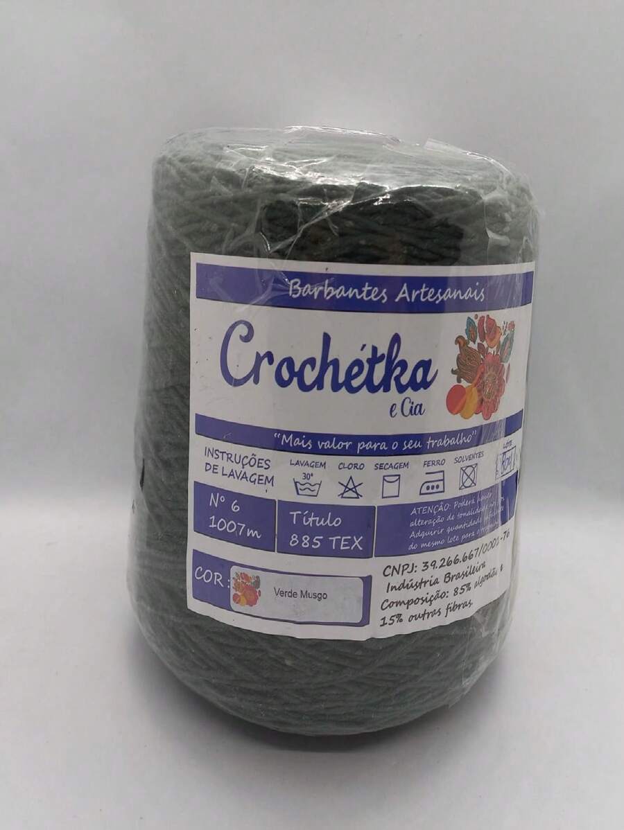 Barbante Crochétka 6 Fios 1 Kg para Crochê - Verde Musgo - Visão 1