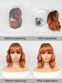 Tóc giả hóa trang Halloween Tóc giả tổng hợp chịu nhiệt Tóc giả xoăn gợn sóng với mái tóc mái được làm bằng máy hoàn toàn, sử dụng hàng ngày cho phụ nữ, trông tự nhiên, chất lượng tốt, Tóc giả tổng hợp mềm mại - Nhiều màu - Xem 10