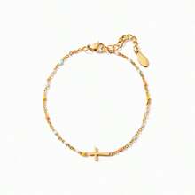 1pc S925 Sterling Silver Bracelet For Women, Youthful Cross Enamel Resin Plated 18K Gold/Platinum, Niche Design, Suitable For Wedding, Party, Daily Wear, Gift For Mom, Best Friend, Girlfriend, Birthday - Enamel Bracelet - View 6