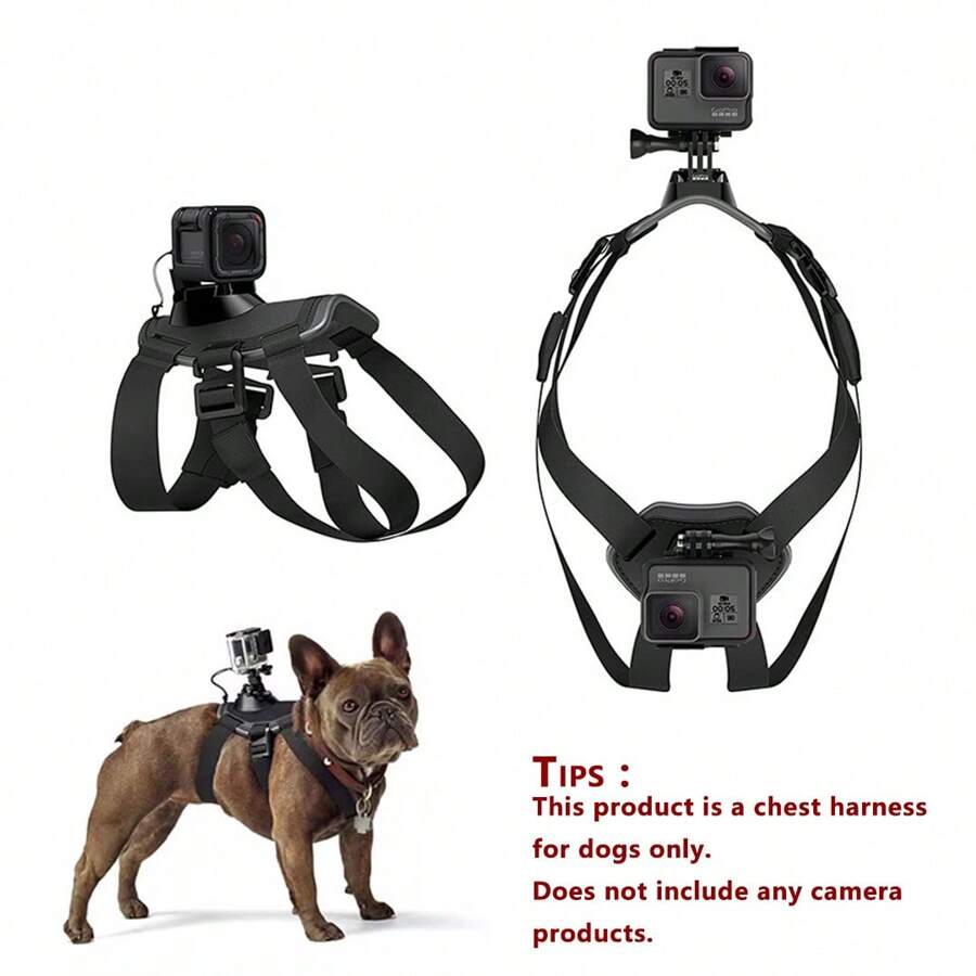 Dog Harness Mount For Gopro,Soft And Adjustable Dog Harness Vest With 2 Mouting Base Pet Chest And Back Fixation For Gopro Hero All Models, Suitable For Small Medium Large Dogs - Black - View 1