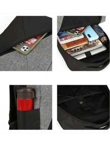3 Pcs Casual School Backpack Business Bag Formal Backpack - Black - View 2