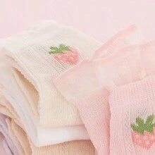 5pcs Spring/Summer Children Mesh Mid-Calf Socks, Thin And Breathable, Japanese Style Girls" Socks With Princess Lace Edge For Baby
