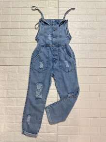 Women Denim Overalls & Jumpsuits - Azul lavado medio - Ver 1