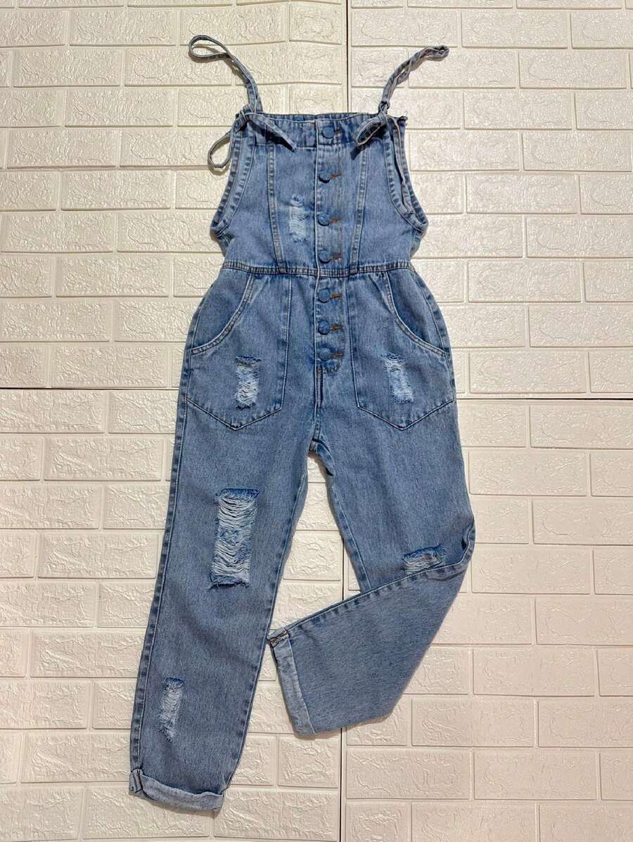 Women Denim Overalls & Jumpsuits - Azul lavado medio - Ver 1