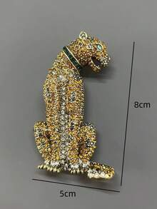 1個高級豹形胸針,鑲嵌彩色水晶,女士服飾配飾 - 彩色 - 查看 2