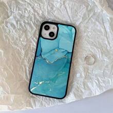 Marble Patterned Pc+Tpu Dual-Layered Phone Case With Black Border, Compatible With Apple Iphone 15 Pro Max/11/12/13, Samsung S23/22 - Multicolor - View 8