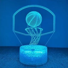 1入組籃球造型16色破裂版/7色觸控版/單色暖光3d夜燈,夢幻led亞克力環境夜燈,可變光學錯視燈,新穎的桌上夜燈,臥室環境裝飾性桌燈,浪漫的房間裝飾夜燈,臥室節日家居床頭裝飾彩變環境燈,生日聖誕情人節禮物,適合客廳/臥室/派對/節慶慶祝/聖誕裝飾 - 白色 - 查看 1