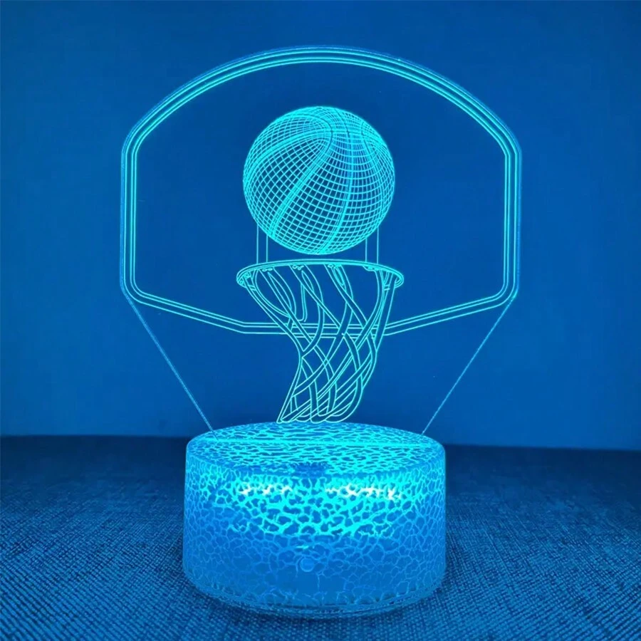 1入組籃球造型16色破裂版/7色觸控版/單色暖光3d夜燈,夢幻led亞克力環境夜燈,可變光學錯視燈,新穎的桌上夜燈,臥室環境裝飾性桌燈,浪漫的房間裝飾夜燈,臥室節日家居床頭裝飾彩變環境燈,生日聖誕情人節禮物,適合客廳/臥室/派對/節慶慶祝/聖誕裝飾 - 白色 - 查看 1