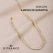 Colar Riviera Baguete Cristal, Semijoia, Ouro 18K - Ouro amarelo - Visão 2