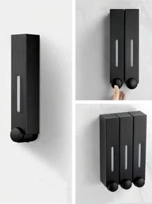 1pc Wall-Mounted 420ml Black Soap Dispenser, Single/Double/Triple Head Available Home Bathroom Decor Fall Decor Back To School - Black - View 3