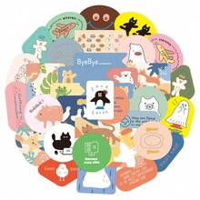 50 張可愛卡通和韓國小熊貼紙,ins 風格,用於玻璃、筆記本、手機殼、行李、冰箱、電腦、辦公桌裝飾、塗鴉、diy、貼紙、防水、自黏、無殘膠 - 彩色 - 查看 3