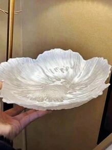 1 pezzo di vassoio di lusso in vetro moderno e semplice con perle finte, altamente decorativo e colorato, adatto per riunioni in famiglia, dessert, frutta o piatto per gioielli, un regalo di Natale - Bianco - Visualizzare 6