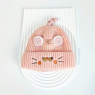 1 Stück Süße Strickmütze Für Kleinkinder, Unisex, Mit Tigermuster, Warme Wintermütze