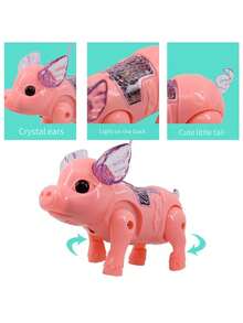 1 Pieza Juguete De Cerdito Con Luz Led Y Música De Color Aleatorio Con Función De Caminar Y Cuerda - Multicolor - Ver 6