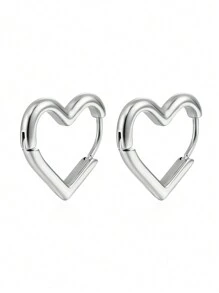 1對潮流極簡不鏽鋼u型耳環,金色/黑色/銀色,女性日常配戴,心形設計,是送給女友的情人節禮物 - 黑色 - 查看 7