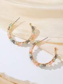 2 件精美波西米亚手工 DIY 串珠彩色轮状耳环，18k 金，创意工艺，非常适合喜欢 DIY 珠宝的女士，可佩戴参加派对或作为情人节、妈妈、母亲、母亲节、礼物赠送给朋友 - 彩色 - 查看 3