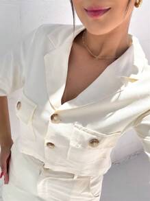 Conjunto feminino linho - Bege - Visão 4
