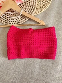 Women Knit Tops - 玫紅色 - 查看 2