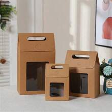 5 件/包牛皮纸礼品盒，带翻盖、手柄，节日婚礼圣诞礼品盒批发 - 牛皮紙 - 查看 3