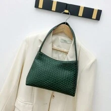 1個時尚編織圖案女式肩袋,簡約經典石紋防水pu皮腋下袋,女性時尚多功能手提包手機包,化妝包錢包,口紅香水鑰匙大容量手提式卡片收納袋,母女之間的最愛 - 彩色 - 查看 12