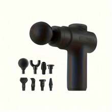 1pc Fascia Gun With 8 Massage Heads Muscle Massage Gun Deep Tissue Percussion Massager , Handheld Body Back Muscle Massager Gun - Black - View 1