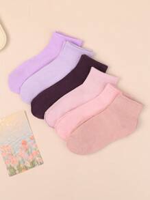 15pairs/Set Random Women's Casual Simple Solid Color Mid-Calf Socks