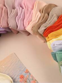 15pairs/Set Random Women's Casual Simple Solid Color Mid-Calf Socks