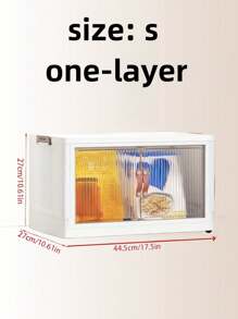 1入網狀透明雙門推拉式收納箱,帶活動輪,大容量,可多方位收納衣物、玩具等,適用於客廳、臥室、書房、辦公室等多種場景 - 白色 - 查看 2