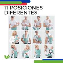 Cangurera Canguro Porta Bebés Portabebés Cargador Ergonómico Posiciones de 3 a 36 meses. - verde menta - Ver 3