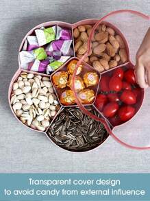 1 PC Large Capacity Dried Fruit Tray, Plastic Nut Tray, Divided Snacks, Melon Seeds, Candy Box, Wedding Candy Box, Fruit Tray - Pink Double Layer - View 5