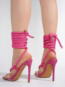 Rebeccalyn Women's Strappy Clear PVC Square Toe Heels - 粉色 - 查看 5