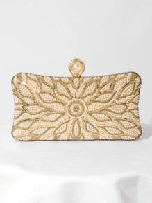 Tối Túi xach tay Với Ngọc trai Đồ trang trí , Thanh lịch Ví Đối với Của phụ nữ Buổi tiệc , Lễ cưới Và Chính thức Sự kiện - Vàng - Xem 6