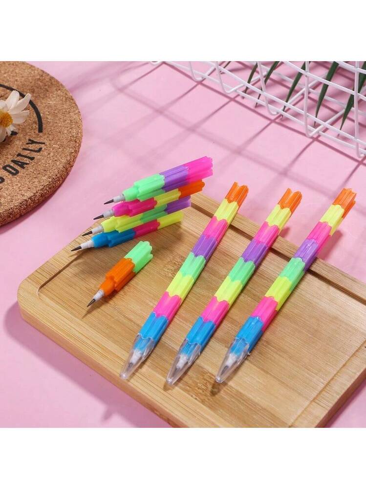 Set 12 Matite Colorate Arcobaleno 4 In 1 + 12 Gomme – Matite Multicolore Per Adulti E Bambini, Ideali Per Disegnare E Colorare
