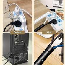 2入組網路電纜收納套筒,7/8英寸-20英尺套裝包裝,易於安裝,用於電視、辦公室、電腦等線纜解決方案,防寵物咬住咬斷的電纜保護套 - 黑色 - 查看 7