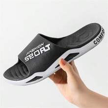 Men's Black Casual Slippers Sandals - Black - View 7