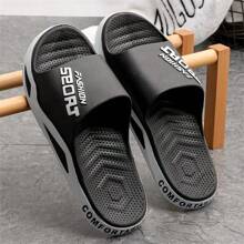 Men's Black Casual Slippers Sandals - Black - View 6
