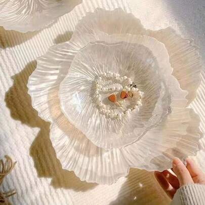 1 chiếc đĩa thủy tinh giả ngọc trai sang trọng hiện đại và đơn giản, nhiều màu sắc và trang trí cho các buổi họp mặt gia đình, món tráng miệng, đĩa đựng trái cây hoặc đồ trang sức làm quà tặng Giáng sinh