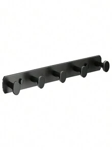 1pc Space Aluminum Traceless Hook For Wholesale Kitchen Wall Storage, Door & Wall Clothes Hanger - Black - View 3