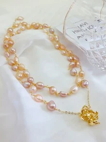 1 件优雅人造珍珠装饰项链，适合女士夏季假期 - 彩色 - 查看 8