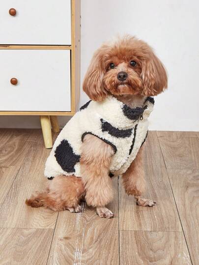 1pc Cute Heart Pattern Pet Vest, Suitable For Cats And Dogs, Fluffy Pet Clothing For Autumn/Winter